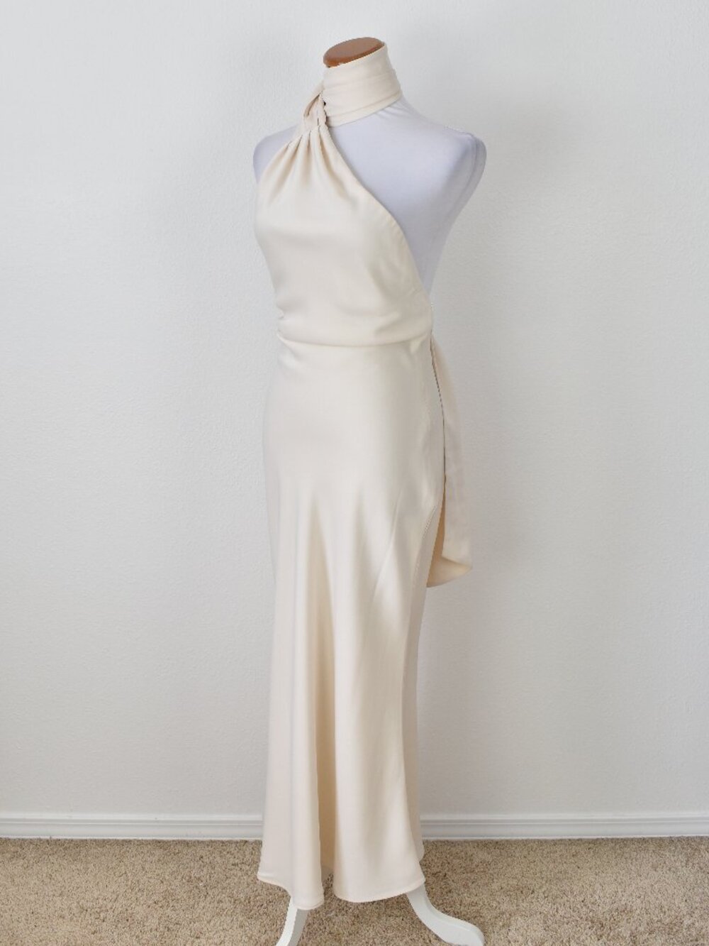 Misha Vivica Midi Dress One Shoulder Ivory NEW - S - Picture 3 of 11